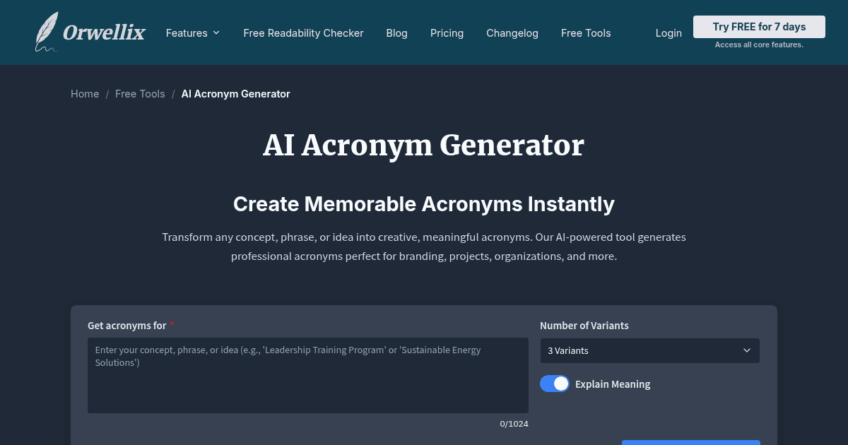 AI Acronym Generator Free Online Acronym Maker Tool