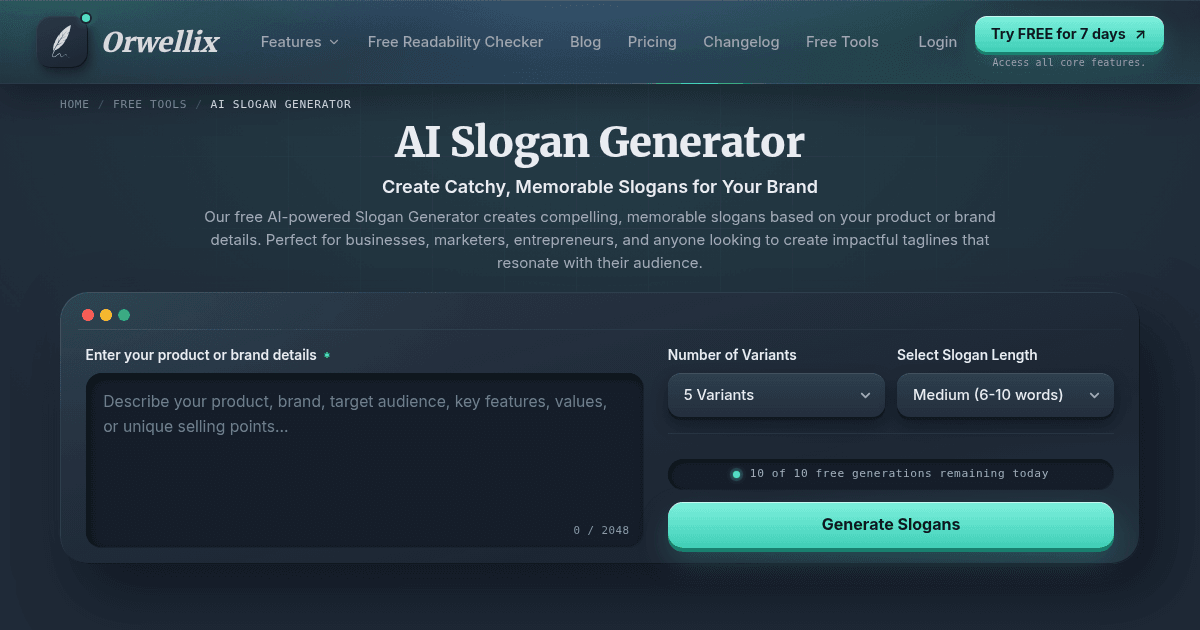 Free AI Slogan Generator | Create Catchy Brand Slogans