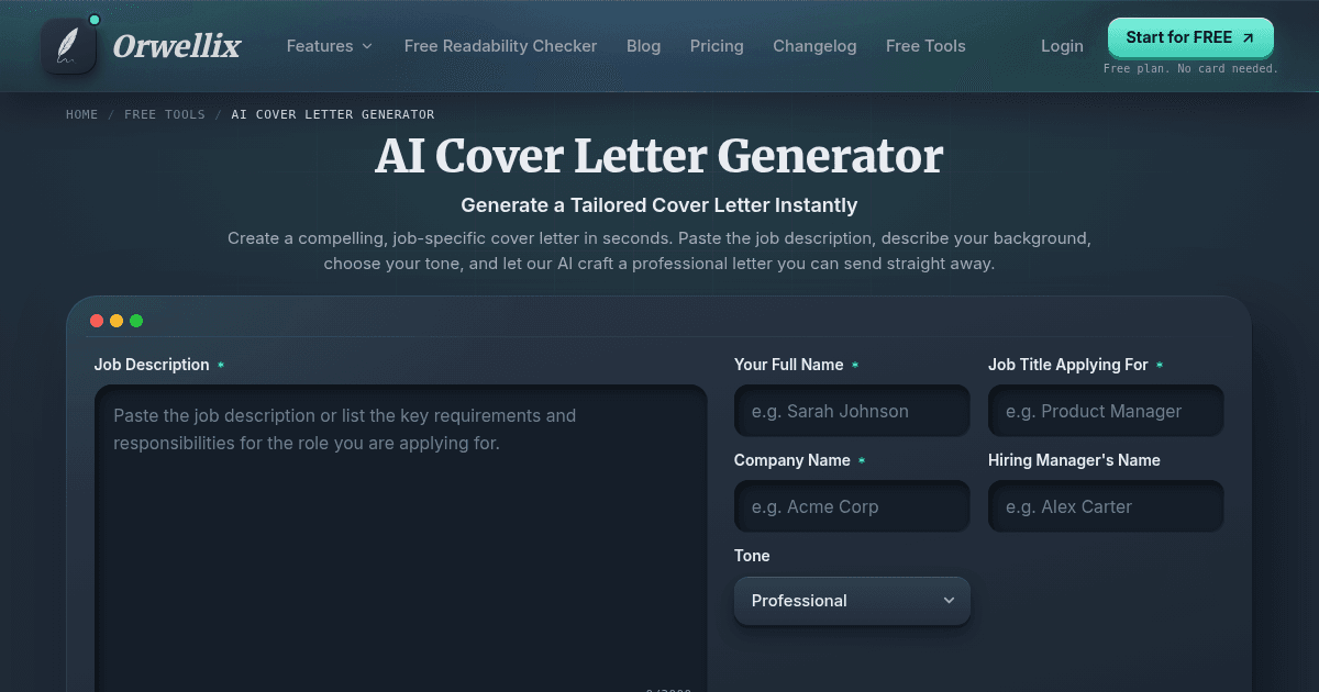 Free AI Cover Letter Generator